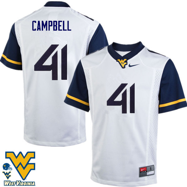 Men #41 Jonah Campbell West Virginia Mountaineers College Football Jerseys-White - Click Image to Close